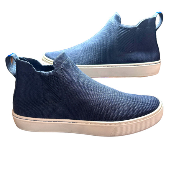 Rothy's Chelsea Boots Navy Blue Size W 7.5 Blue Woven Casual Booties Designer - Picture 1 of 10
